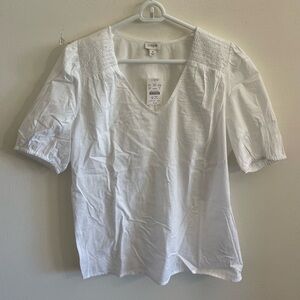 NWT J.Crew White V-Neck Blouse